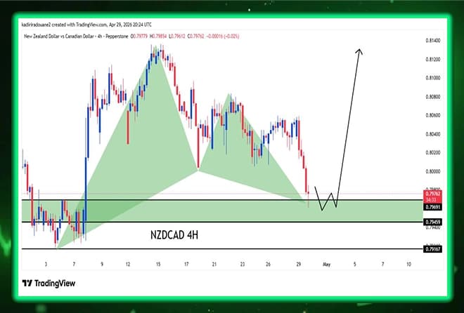 • NZDCAD analysis: a purchasing harmonic model on the 4-hour frame