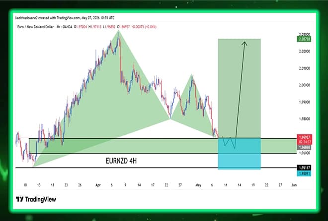• EURNZD analysis: technical convergence between harmonic models and potential reversal regions.
